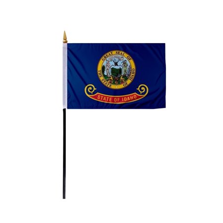 Promopatriot Idaho Mini Flag on Stick 4 x 6 inch Polyester ID with 11 Plastic Pole