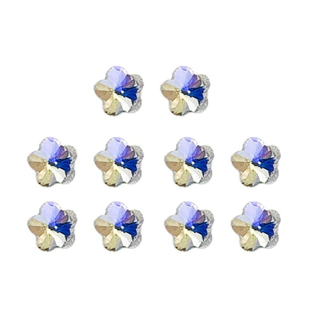 10Pcs Nail Rhinestones Shining Three-dimensional Non-falling Stunning Visual Effect DIY Mini Manicure Plum Blossom Faux Crystal M