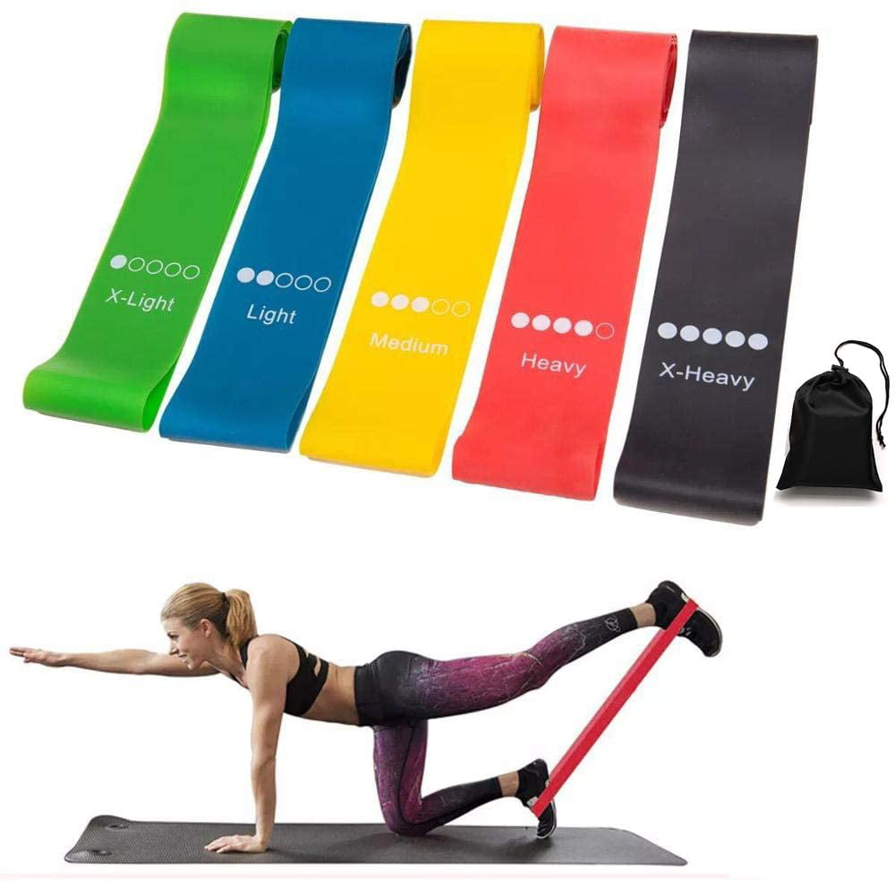 6 Level Resistance Exercise Loop Bands Set Home Gym Yoga Fitness Rubber Band 