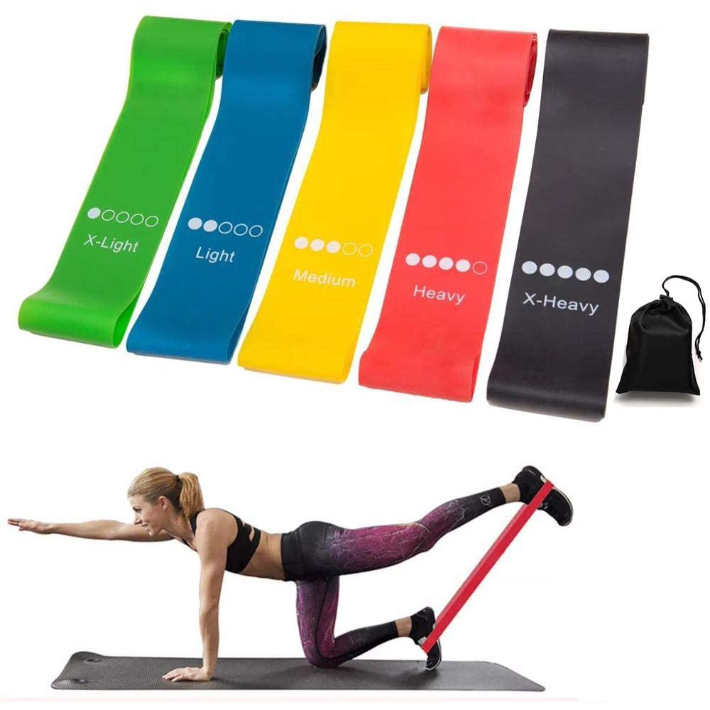 Resistance Bands [Set of Five Levels] Skin Friendly Loop Workout Band for Men and Women Home Gym