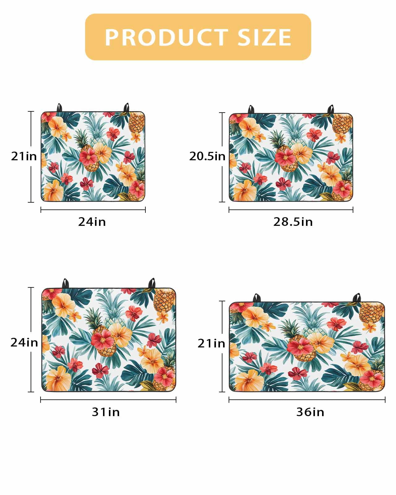 nqOlkjepod Large Induction Cooktop Protector Mat 36"x21", Tropical Leaves Floral Stove Top Covers for Electric Stove, Summer Pineapple Flowers Stove Burner Cover Mats, Glass Top Stove Cover