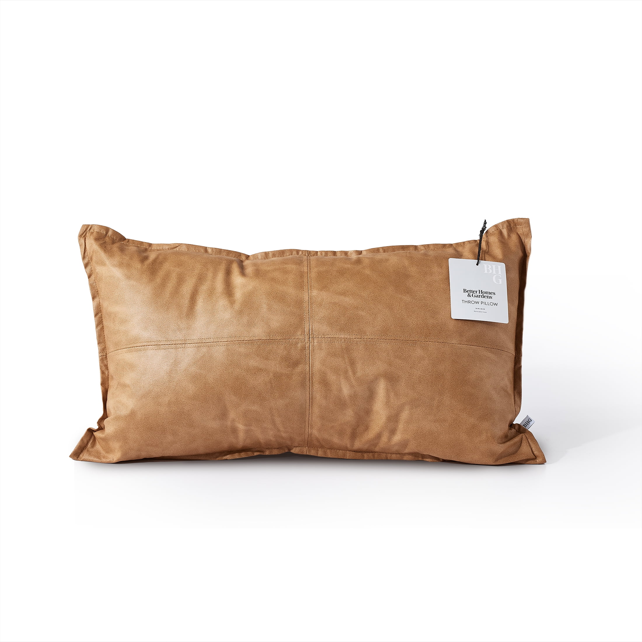 Better Homes & Gardens 14" x 24" Beige Vegan Leather Decorative Pillow