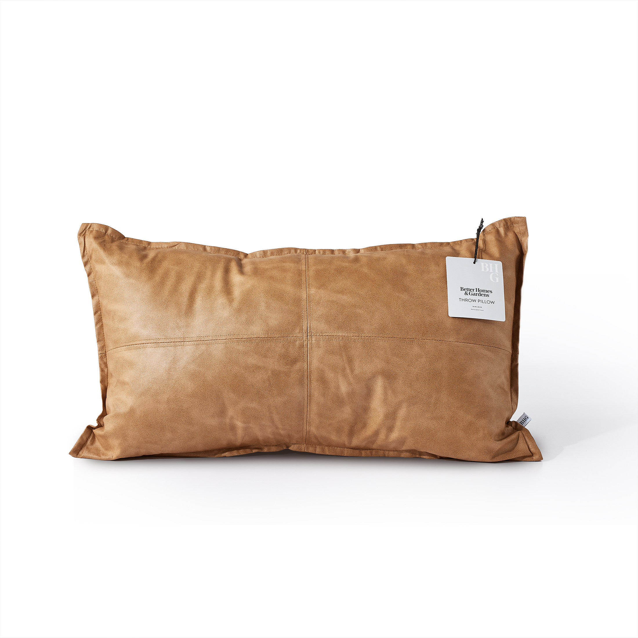 Better Homes & Gardens 14" x 24" Beige Faux Leather Pillow photo 7