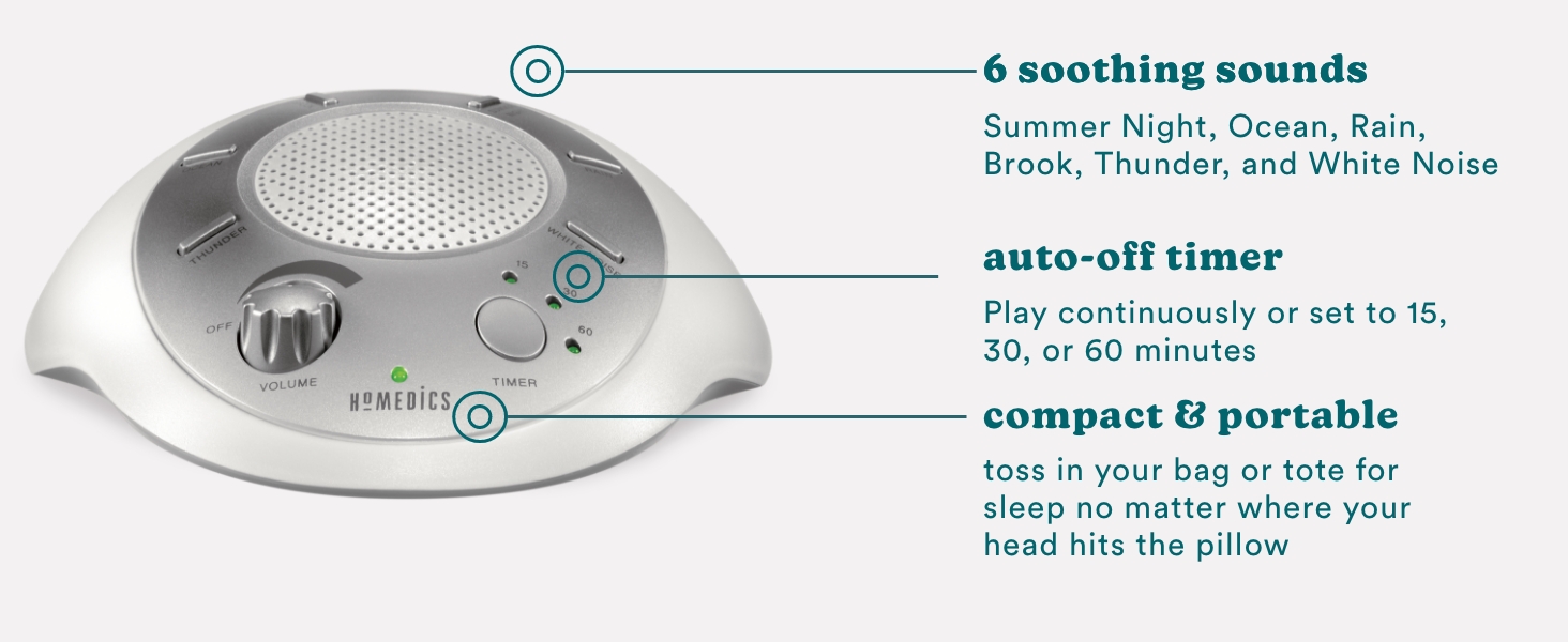 Homedics Sound Spa and White Noise Sound Machine, 6 Relaxing Nature Sounds, Sound Therapy for Home, Office, Nursery - image 27 of 30
