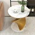 thumbnail image 5 of Homary Modern White Round Metal Side Table with Faux Marble Tabletop End Table, 5 of 11