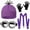 Purple, variant on 4 Pcs Halloween Accessories Set Crazy Purple Worker Costume, Knit Beanie Hat, Round Goggles, Suspenders, and Black Gloves