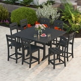 POLYWOOD Gulf Shores Farmhouse Trestle Counter Side Chair Set, 9pc