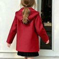 thumbnail image 5 of Girls Trench Coats Hooded Cute Windproof Wool Blend Peacoats Kid Girls Winter Jackets (Red), 5 of 6