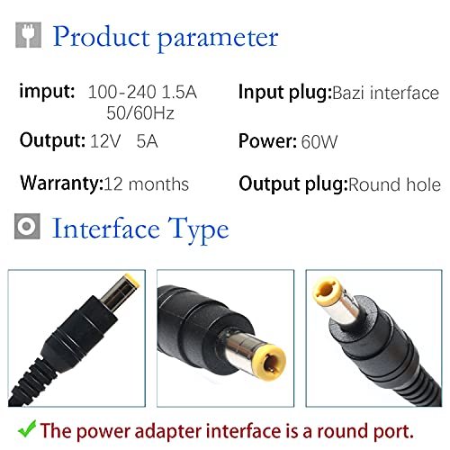 Cargador Adaptador de CA 12V HFLRZZ para Pantalla Dell 22' 23' 24' S2340M ADP-40DD B