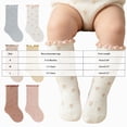thumbnail image 4 of Girls Ruffle Socks Frilly Turn-Cuff Crew Socks Floral Sock Soft Breathable Casual Dress Socks 0-12 Months 1T 2T 3T 4T 5T Kids, 4 of 8