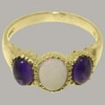 thumbnail image 4 of LBG British Made 9k Yellow Gold Natural Opal & Amethyst Womens Anniversary Ring - 33 size options - Size 10, 4 of 7