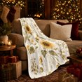 thumbnail image 3 of Sunflowers with Green Foliage, Classic Botanical Style for Flower Lovers, Golden Garden Bloom Scene, Cozy Flannel Blanket for Sunroom and Bedroom, Mother's Day Gift and Rustic Home Decor, 3 of 9