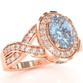 thumbnail image 2 of Three Stone Aquamarine Diamond Peekaboo Halo Engagement Ring In 14k Rose Gold, 2 of 6