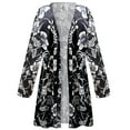 thumbnail image 1 of Women's Plus size 4x Extra Tall Maxi Cardigan Straight Silver Magnolia Designer Print Slinky Casual Long Flowy Drape Mid-Weight Duster Sweater Made in USA, 1 of 4