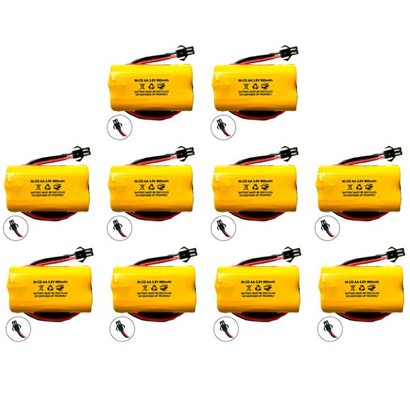 (10 Pack) Panneau de Sortie Lumière d'Urgence Pile Nicad 3.6V 900Mah Remplacement Lithonia Elb B001 Elbb001 Elb-B001 Unitech Aa900Mah Lithonia Eu2 Led Interstate Anic1566 Unitech 0253799
