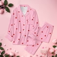 thumbnail image 6 of Womens Valentines Pajamas Sets Long Sleeve Button Down Shirts and Casual Pants Comfortable 2 Piece Home Sleepwear for Women Pink L, 6 of 9