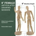 thumbnail image 2 of US Art Supply 8" Female Manikin Wooden Art Mannequin Figure, 2 of 6