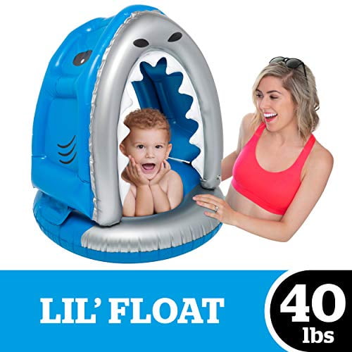 Ultra-Durable Dual-Chamber 3-Point Harness w/ Child Safety Valves & UPF 50 BigMouth Inc Lil Silly Shark Float with Canopy Protection Baby Pool Float
