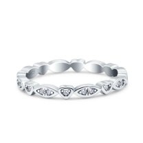 Simulated Cubic Zirconia Size-5 Full Eternity Marquise & Heart Wedding Band 925 Sterling Silver