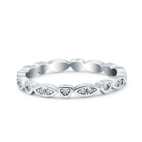 Simulated Cubic Zirconia Size-5 Full Eternity Marquise & Heart Wedding Band 925 Sterling Silver