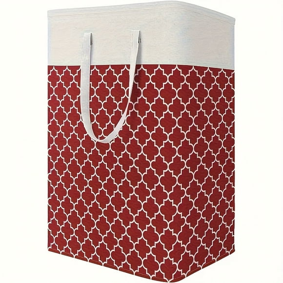 LEEYNEER Panier à Linge en Toile Imperméable Style Classique avec Poignée Grand Sac de Rangement pour Toutes Sortes de Pièces Sac de Rangement Pliable Motif Rayé pour Chambres et B