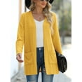 thumbnail image 4 of JWD Women's Cardigan Fashion Long Sleeved Slim Fit Comfortable Ribbed Knitted Lightweight Sweater With Pockets Casual Cardigan yellow XL, 4 of 9