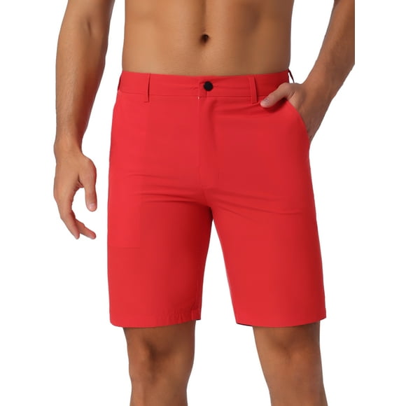 INSPIRAR CHIC Ropa de playa de verano para hombres, pantalones cortos de tabla ligeros y casuales, 32 Rojo