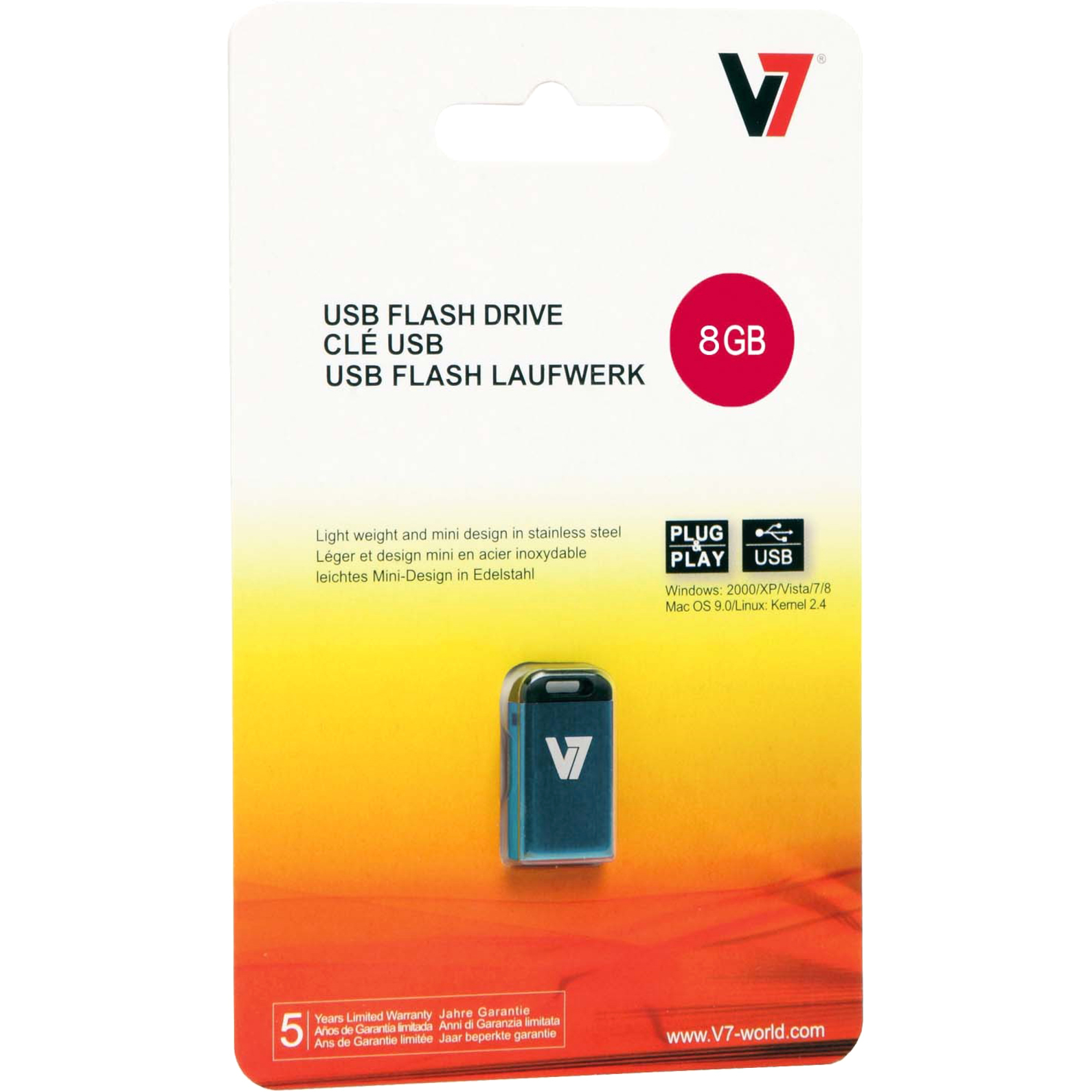 V7 8GB Blue Nano USB Flash Drive - image 3 of 4