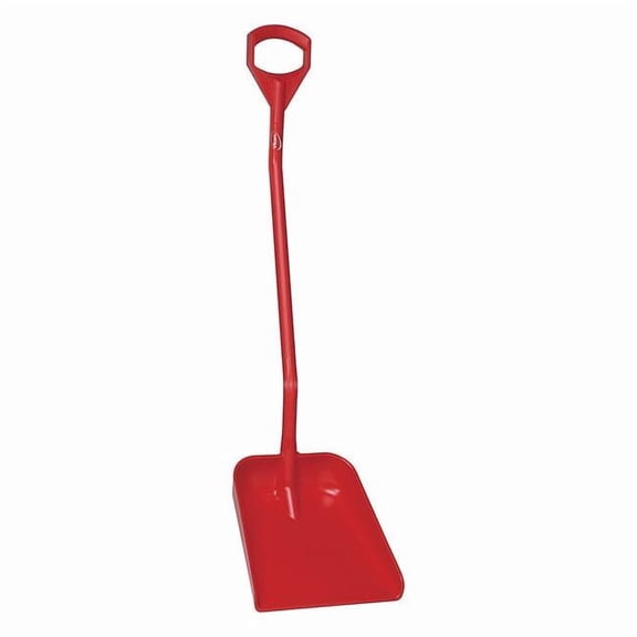 Remco Ergonomic Square Point Shovel, Polypropylene Blade, 51.2 in L, Red 56014
