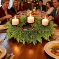 thumbnail image 6 of Christmas Candle Holder Centerpiece with Artificial Greenery Wreath- Cedar&Pinecones Decor for Holiday Table, Mantle, Xmas Dinner Party, Kitchen Windows, Cabinets, and Wedding Table Decorations, 6 of 6