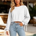 thumbnail image 3 of HAiming Cropped Sweatshirts for Women Long Sleeve Bow Scoop Neck Trendy Shirts Fall Winter Casual Going out Tops, 3 of 9