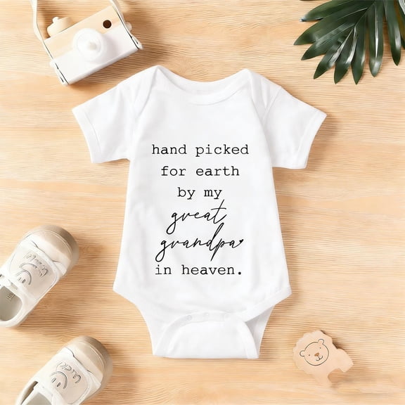 “Hand Picked for Earth by My Great Grandpa” Baby Bodysuit | Sentimental Newborn Romper 0-24M | Keepsake Gift Honoring Family Legacy, Unisex Infant Outfit