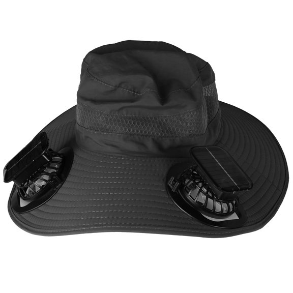 1Pc Solar-Powered Wide Brim Sun Hat with 2 Rechargeable Fans, 3 Wind Speeds, UPF 50 , Waterproof & Breathable Nylon Mesh, Outdoor Hat for Hiking, Camping, Fishing, Hunting