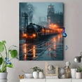 thumbnail image 4 of Foggy Night Railway Steam Train Canvas Wall Art, Modern Home Decor Canvas Print for Living Room Bedroom, 4 of 8