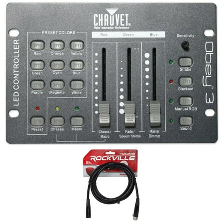 24 Channel Dmx Controller - Chauvet DJ Obey 3 Universal Dmx 512 Controller With 3 Channels + DMX Cable