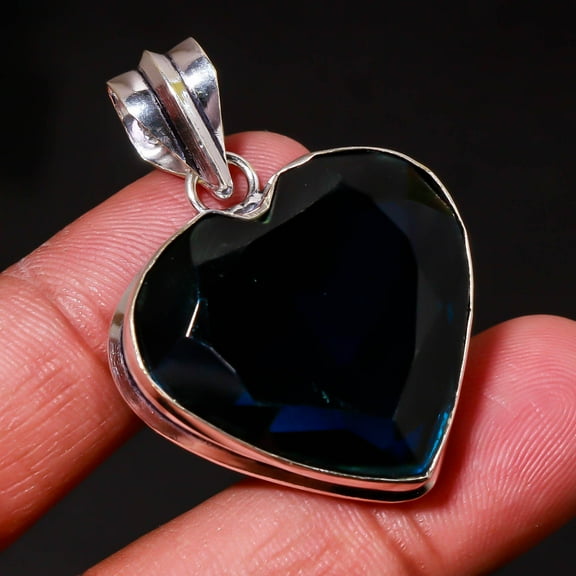 Iolite Heart Shape Gemstone Fashion Engagement Gift Pendant Jewelry 1.70" SA 686