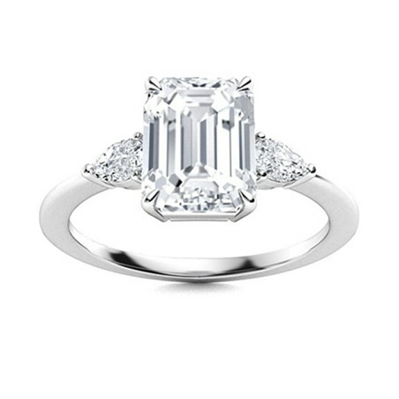 AVDAN Solitaire 7X5 mm Radiant Cut Moissanite Diamond 925 Sterling Silver Three Stone Women Ring