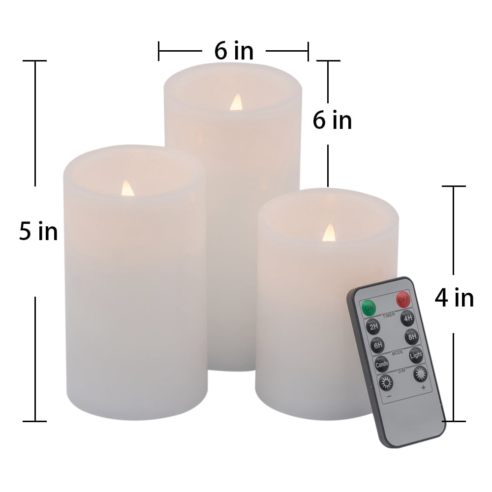 Llinc Store 3 Pack Battery-Powered Flameless Pillar Candles White LED Candles with Remote Timer, Decorative Fake Candles for Room Fall Decor Wedding Christmas Decorations