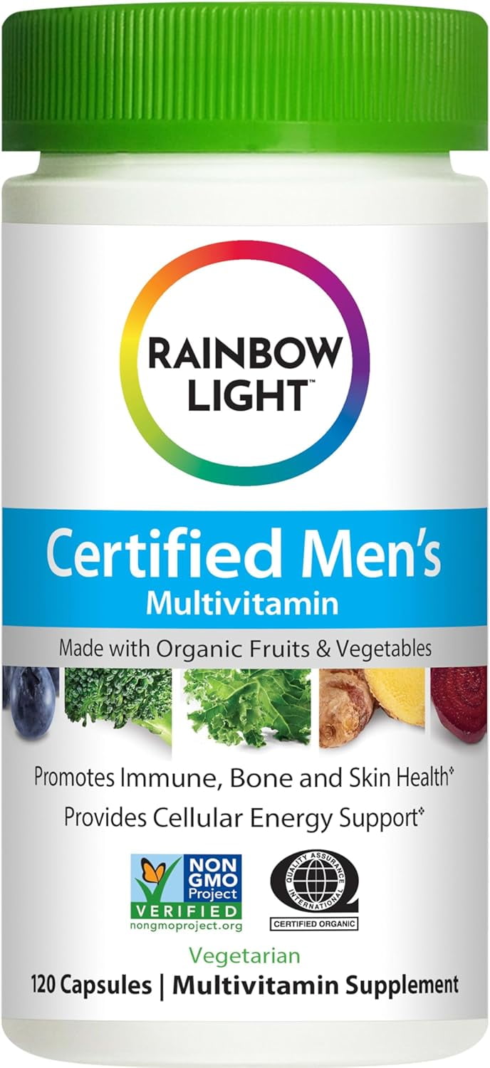 Multivitamin for Men with Vitamin C, D, Zinc & Probiotics | 120 Vegetarian Tablets | by Rainbow Light