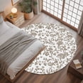 thumbnail image 3 of 3.3ft Round Rug, Brown Flower Non-Skid Rubber Backing Large Area Rugs - Living Room Bedroom Home Office, Vintage Farmhouse Boho Leaf Spring Plant Indoor Floor Mat Carpets Washable Rug, 3 of 9