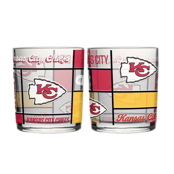 Logo Brands Kansas City Chiefs 12oz. Quilted Stained Two-Pack Rocks Glass Set