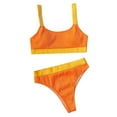 Amidoa Women Bikini Swimsuit Large Bust High Cut Colorblock Boxers