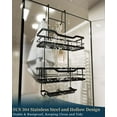 thumbnail image 7 of Consumest 3-Tier Hanging Shower Caddy Over the Door, Large Capacity Hanging Shower Organizer With Double Soap Holder & 8 Hooks Stainless Steel No Drilling Over Door Shower Shelf for Bathroom, Black, 7 of 7