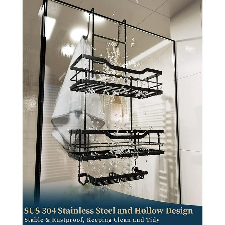 3 Tier Hanging Shower Caddy Over the Door No Drilling Adhesive Shower  Organizer