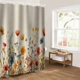 thumbnail image 5 of Yellow Red Blue Spring Floral Bathroom Curtain 78 Inch Shower Curtain with Hooks, Watercolor Botanical Summer Flowers Waterproof Polyester Bath Curtain Washable Bathtub Curtain 72''x 78'', 5 of 6