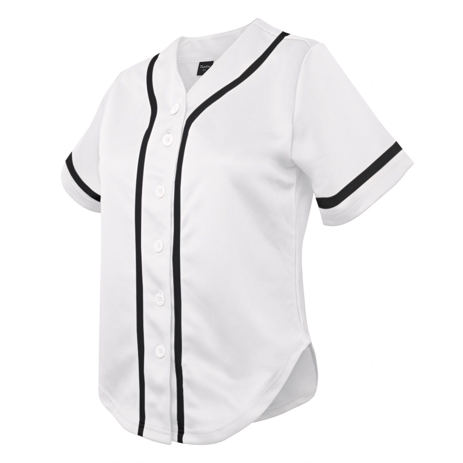 TOPTIE Women's Baseball Jersey Hip Hop Hipster Button Down Baseball T-Shirt-white black-S