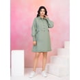 thumbnail image 3 of Sage Green Smock Cuff Button-Front Cotton Poplin Dress, 3 of 5