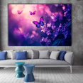 thumbnail image 2 of Mudket Purple Lilac Flowers with Butterflies Canvas Wall Art, Framed Floral Print, Ready to Hang Wall Decor for Bedroom Living Room, Whimsical Nature Artwork - 12"L x 8"W, 2 of 10