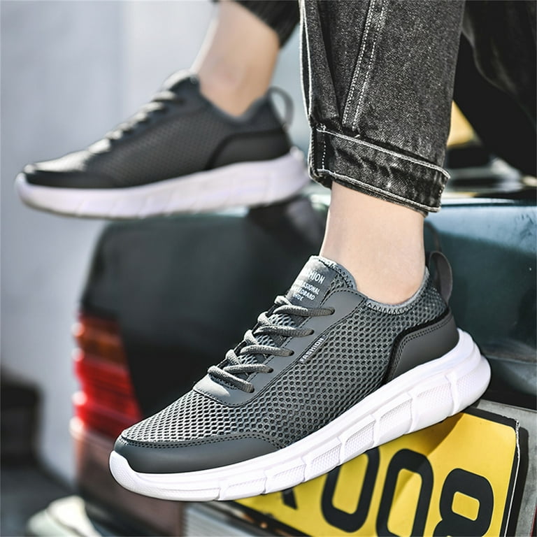 PMUYBHF Knit Upper Fashion Sneakers Lace Up Style