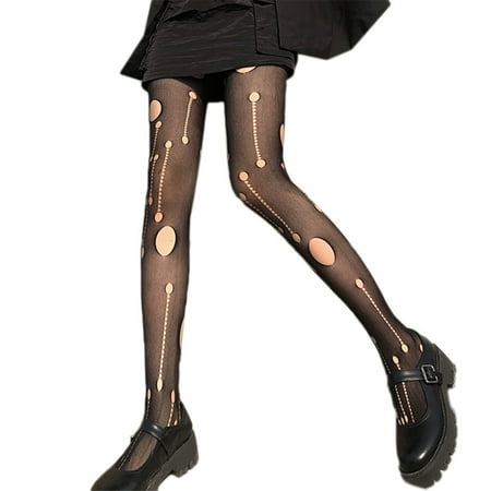 Women Retro Distressed Ripped Hole Black Pantyhose Hollow Out Mesh Fishnet Silky Tights Stockings Sexy Lingerie Clubwear